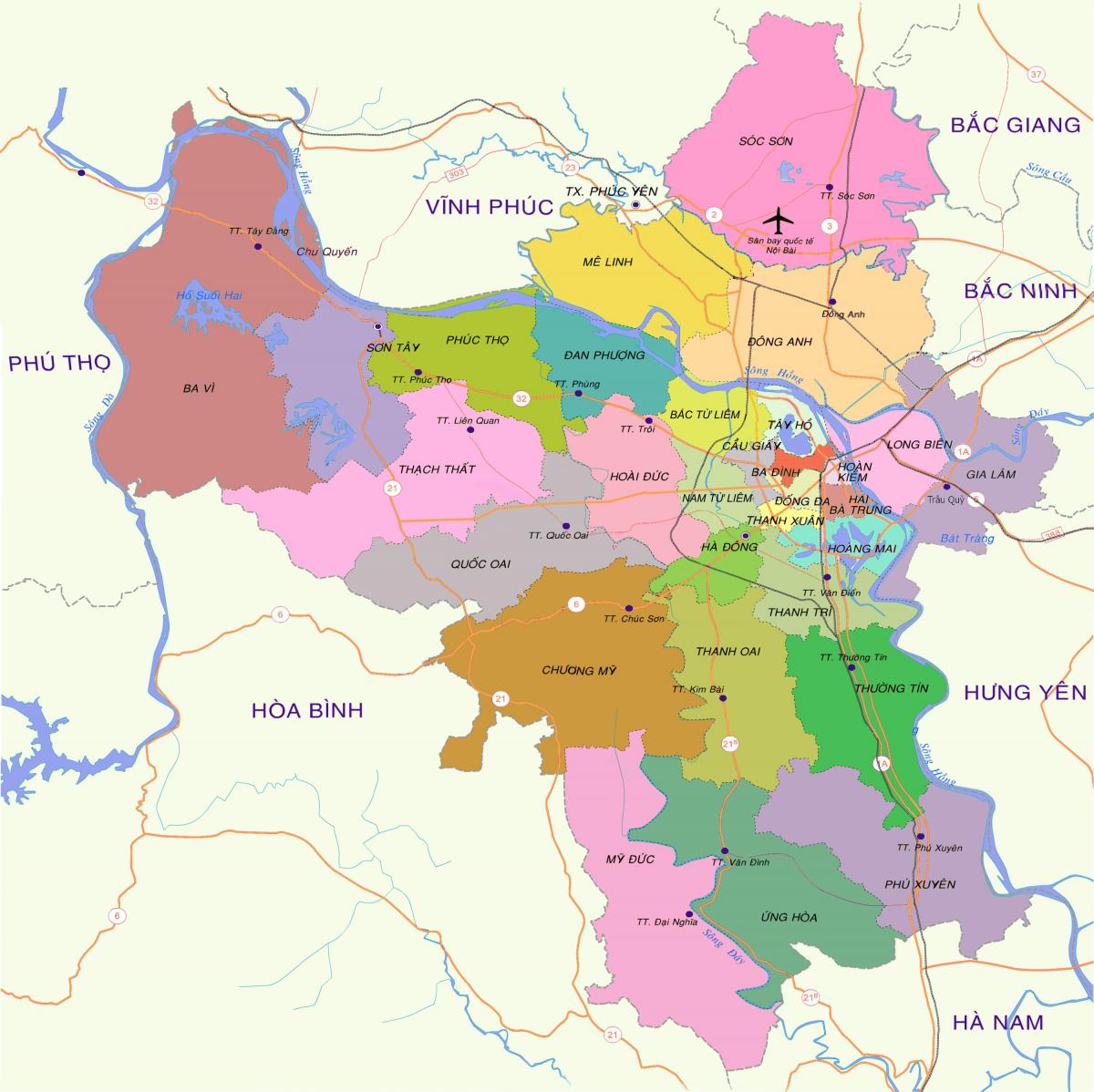 Peta dari hanoi kabupaten